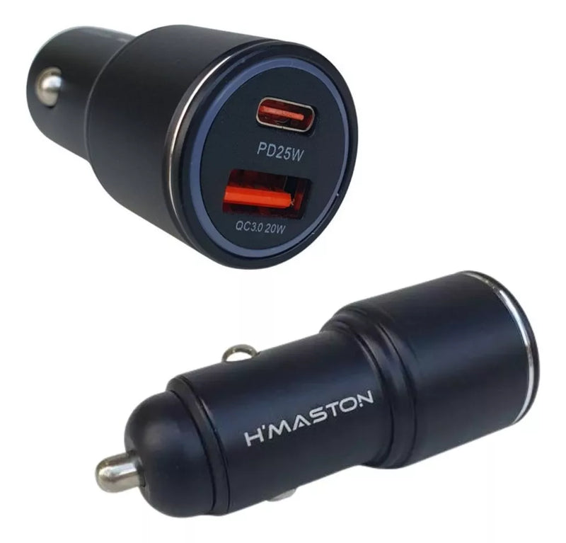 Carregador Veicular 45w Turbo Usb/usb-c Carga Ultra Rápida Cor Preto