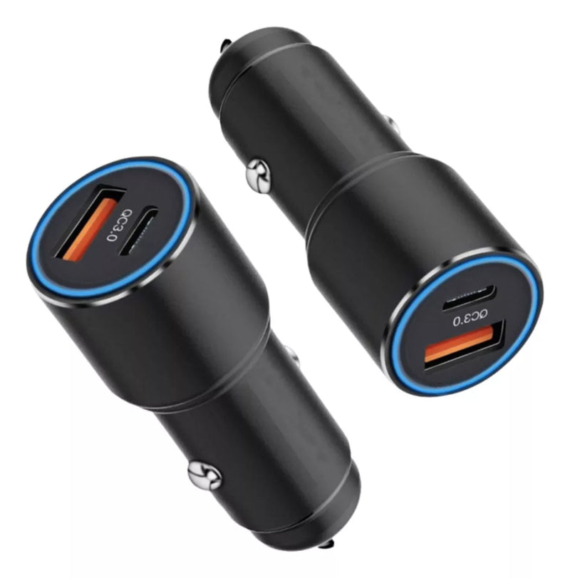 Carregador Veicular 45w Turbo Usb/usb-c Carga Ultra Rápida Cor Preto