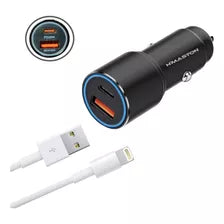 Carregador Veicular 45w Turbo Usb/usb-c Carga Ultra Rápida Cor Preto